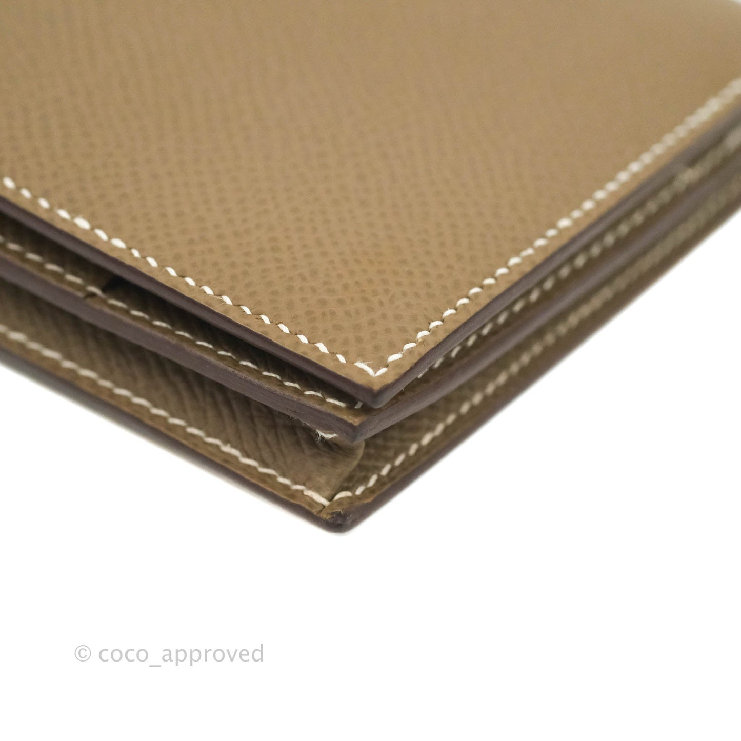 Hermès Bearn Wallet Etoupe Epsom Gold Hardware