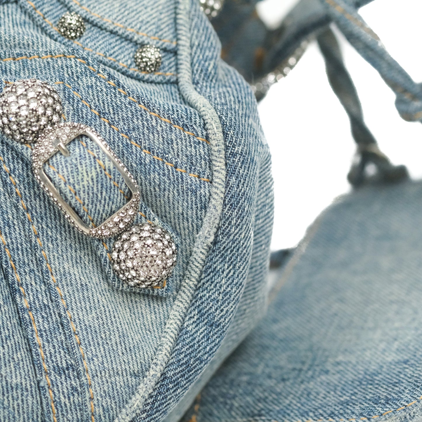 Balenciaga Le Cagole Small Embellished Denim Shoulder Bag