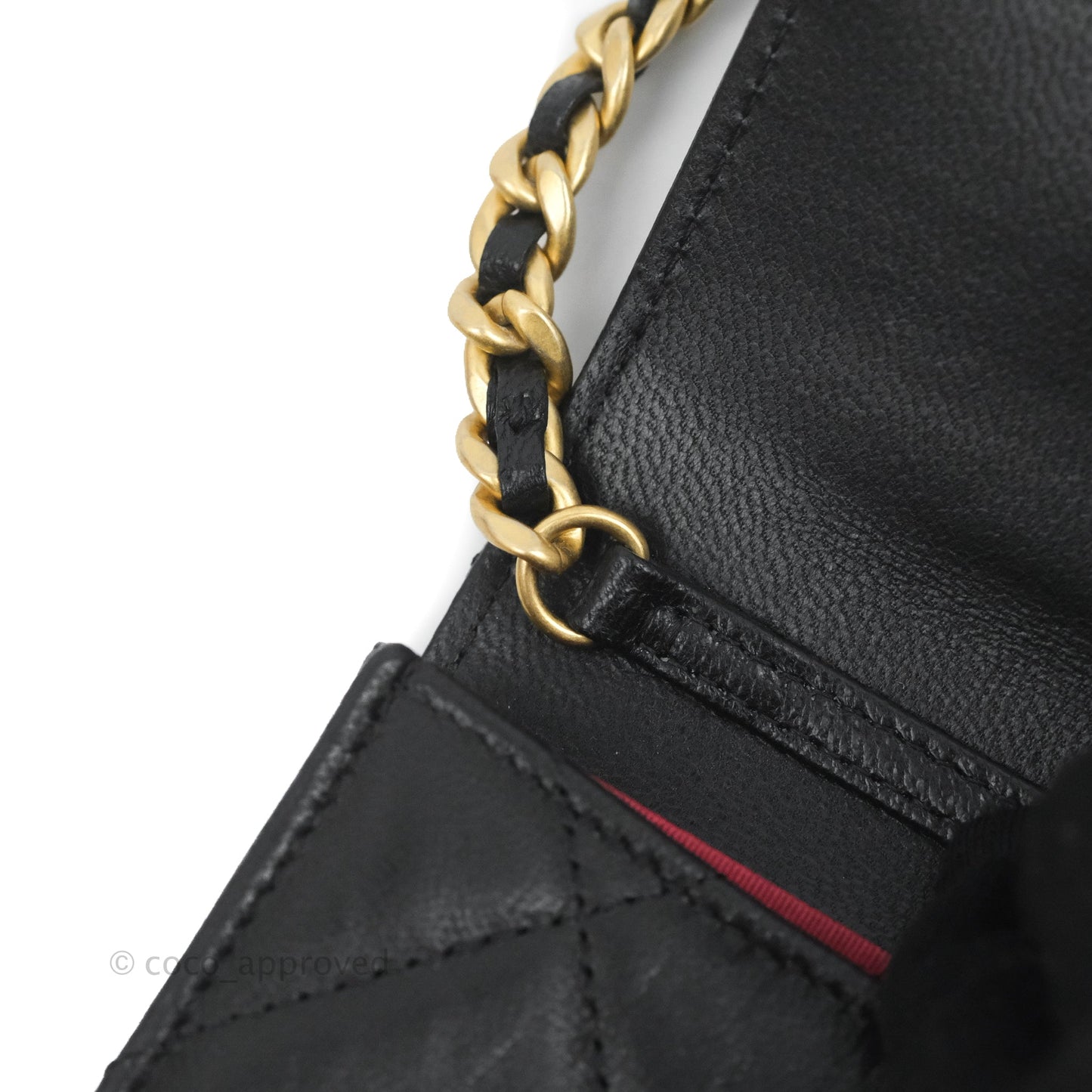Chanel 19 Card Holder With Chain Black Mixed Hardware