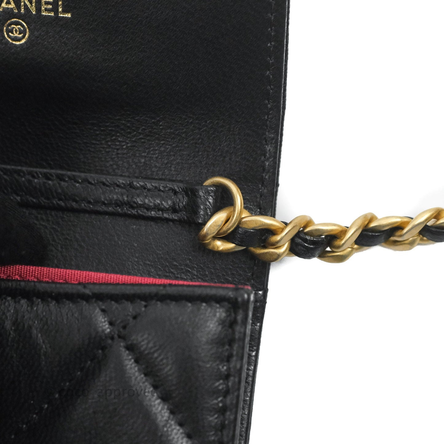 Chanel 19 Card Holder With Chain Black Mixed Hardware