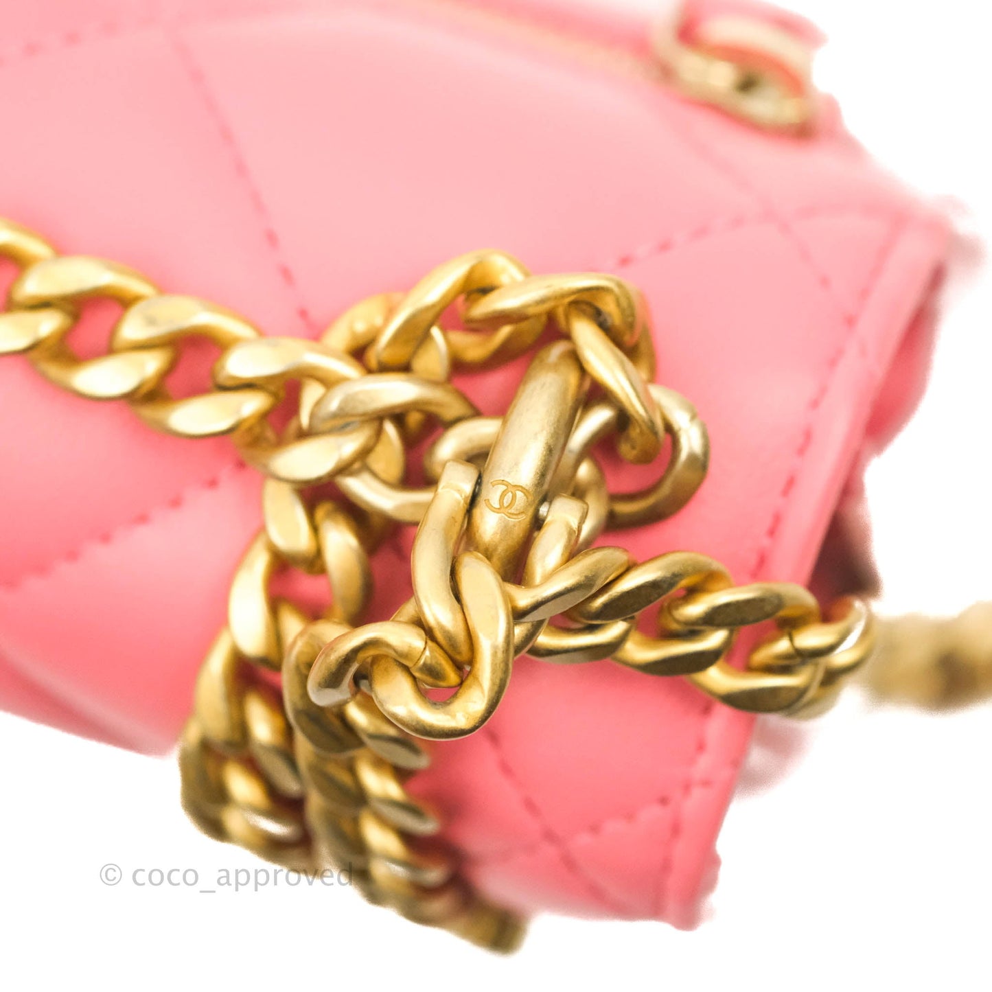 Chanel Clutch with Chain Pink Lambskin Enamel Gold Hardware