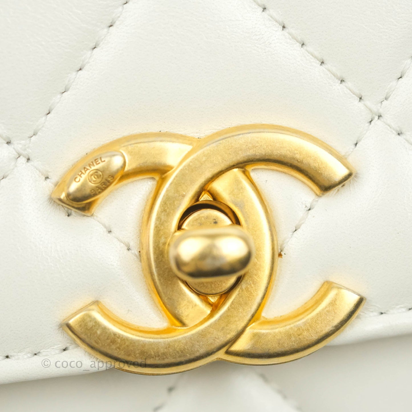 Chanel Quilted Mini Perfect Fit Adjustable White Calfskin Aged Gold Hardware