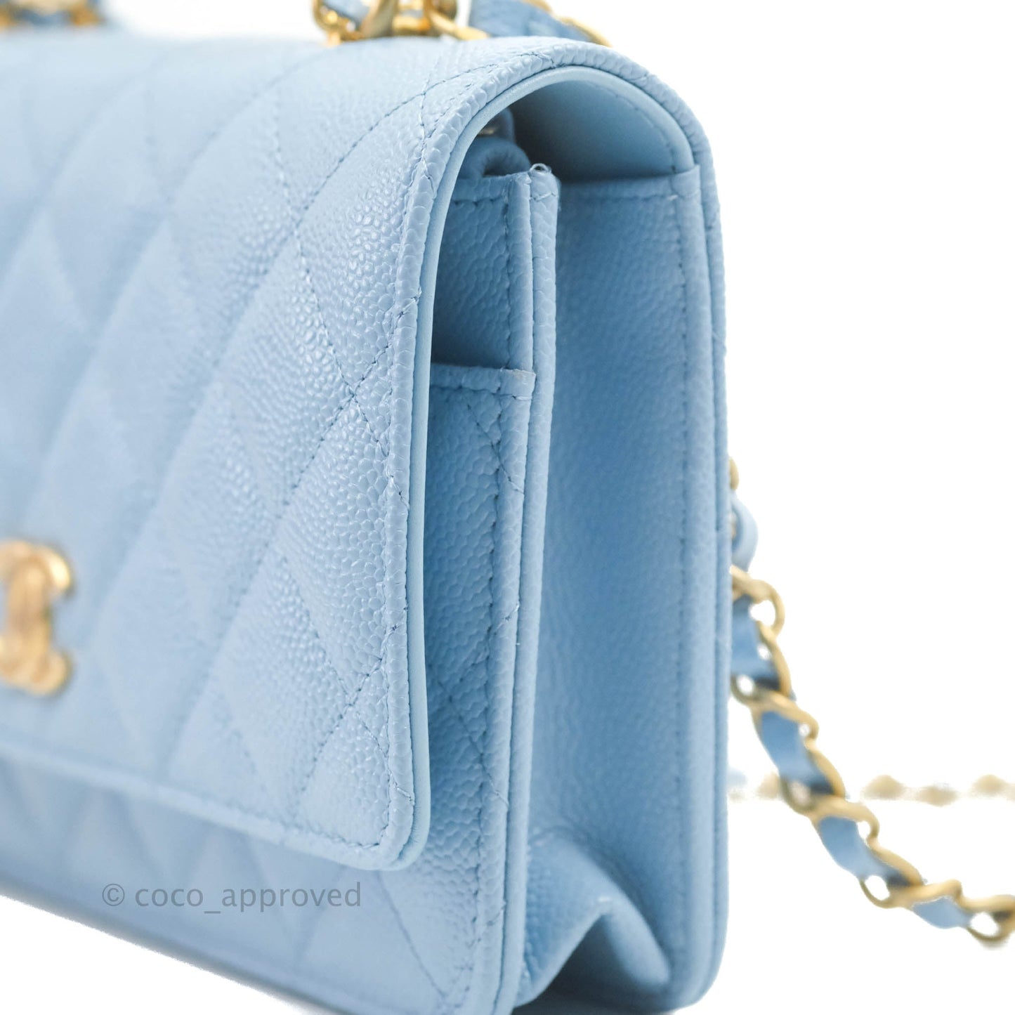 Chanel Top Handle Pick Me Up Wallet On Chain WOC Blue Caviar Gold Hardware 22S