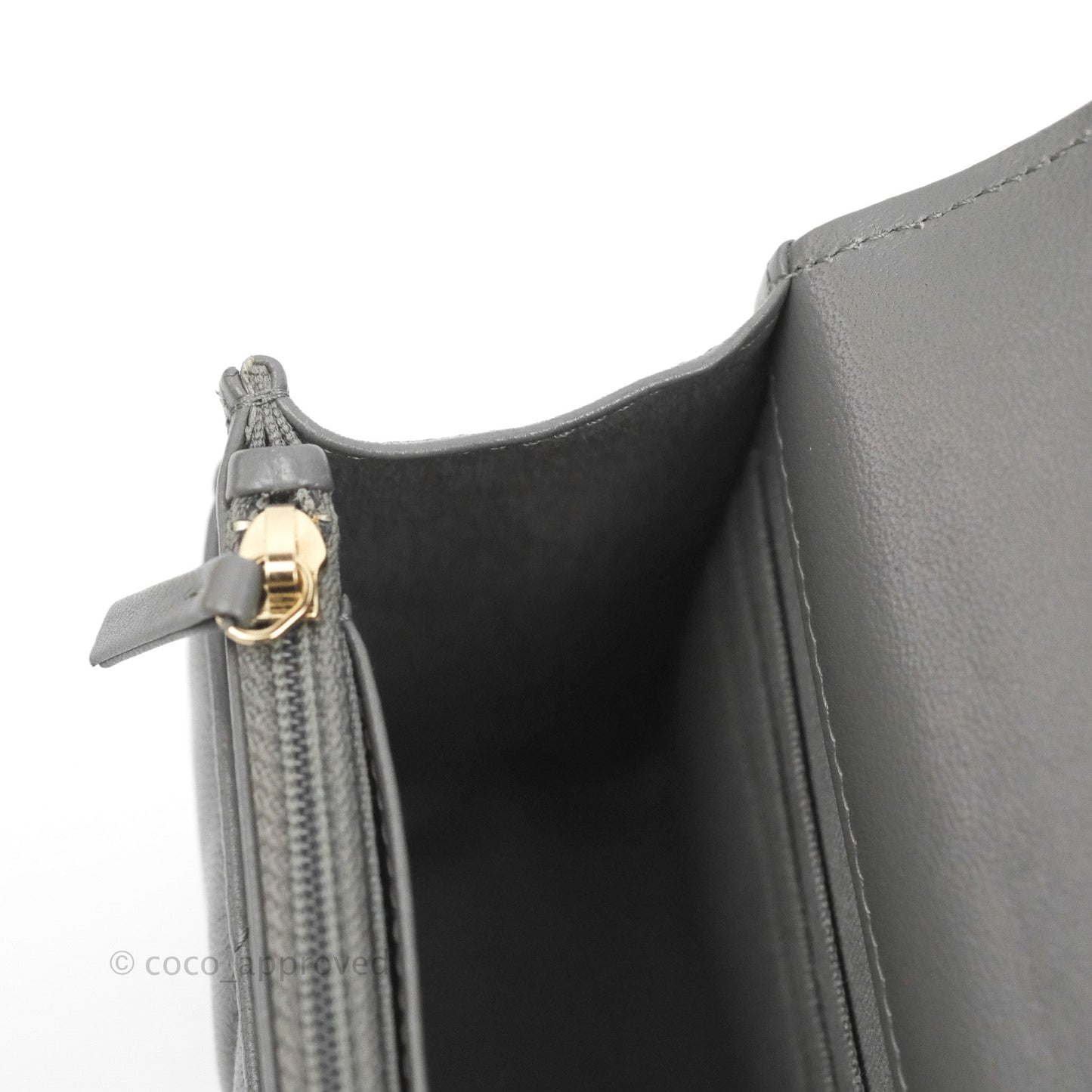 Chanel 19 Wallet on Chain WOC Dark Grey Lambskin Mixed Hardware