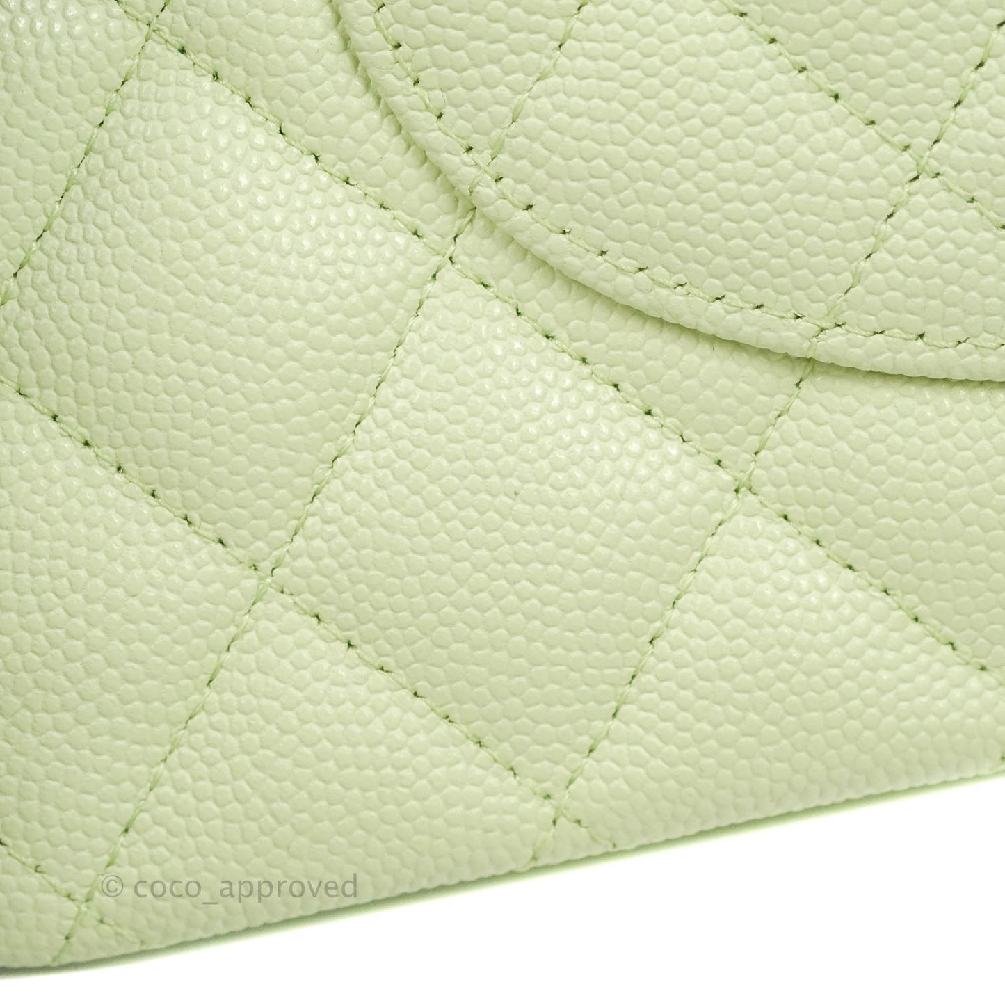 Chanel Classic M/L Medium Flap Quilted Avocado Green Caviar Gold Hardware