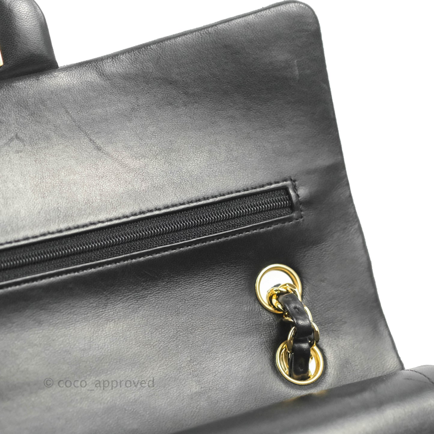 Chanel Classic M/L Medium Flap Quilted Black Lambskin Gold Hardware