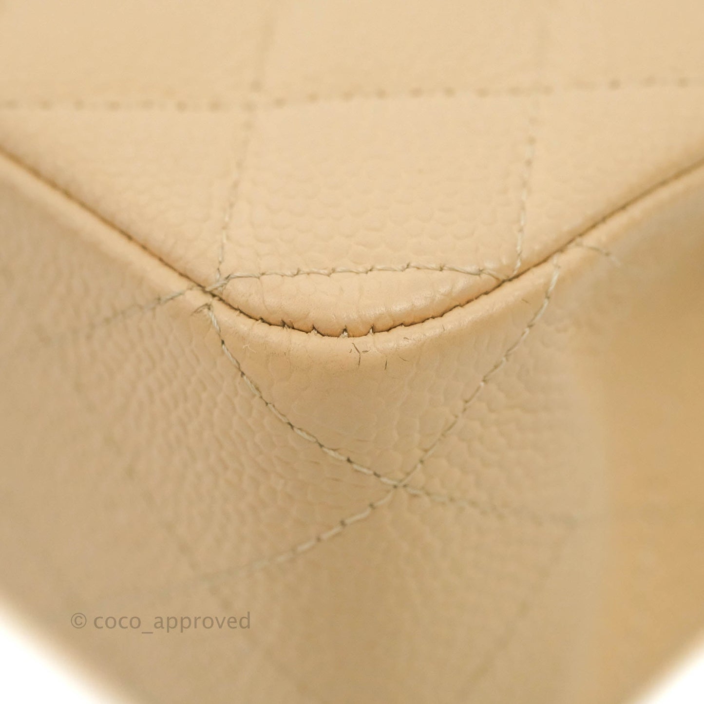 Chanel Classic M/L Medium Flap Quilted Beige Caviar Silver Hardware