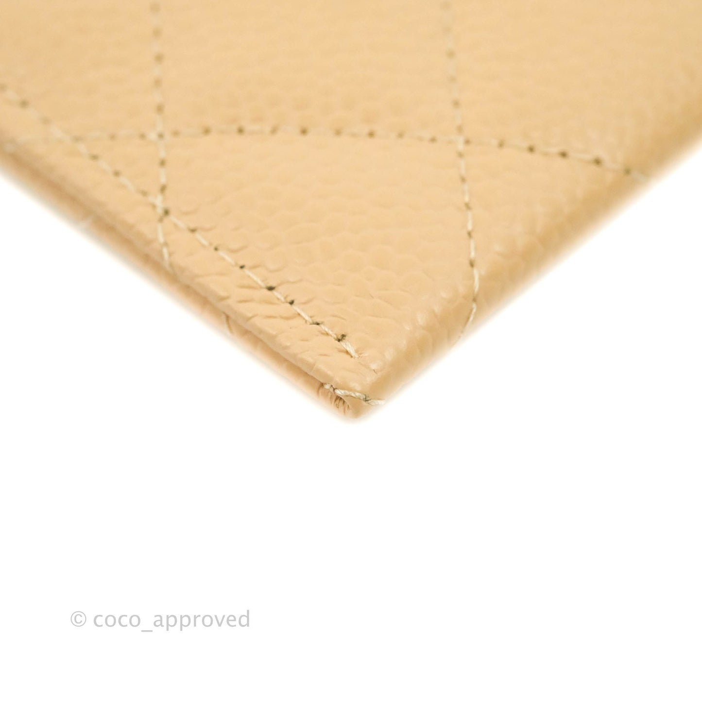 Chanel Classic Flat Card Holder Beige Caviar Gold Hardware