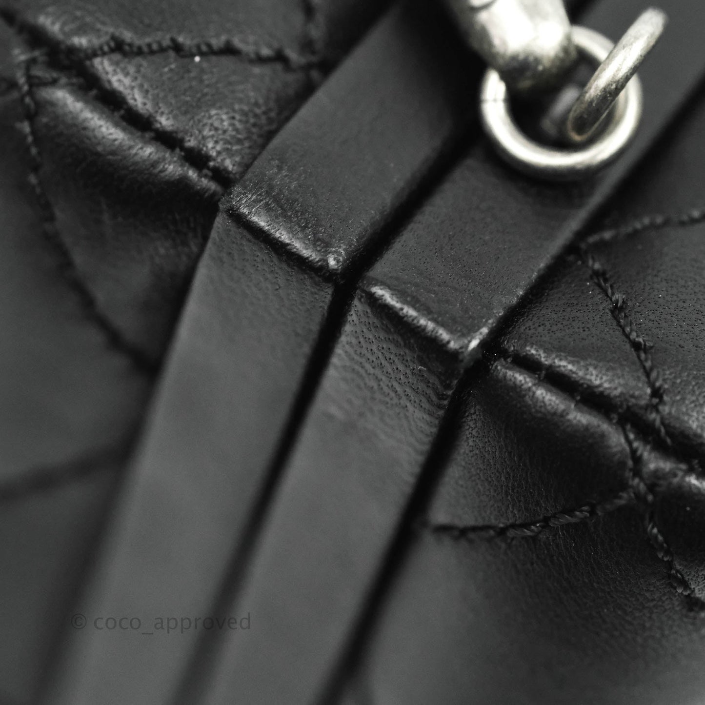 Chanel Quilted CC Kisslock Box With Chain Black Lambskin Ruthenium Hardware