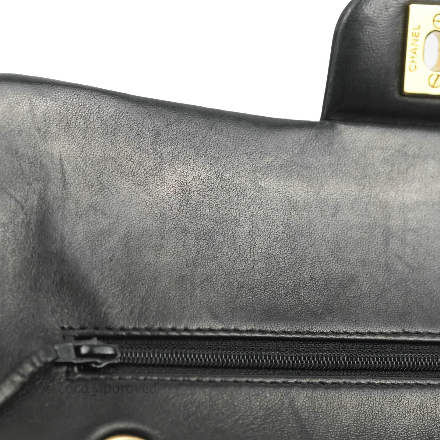 Chanel Classic M/L Medium Flap Quilted Black Lambskin 24K Gold Hardware