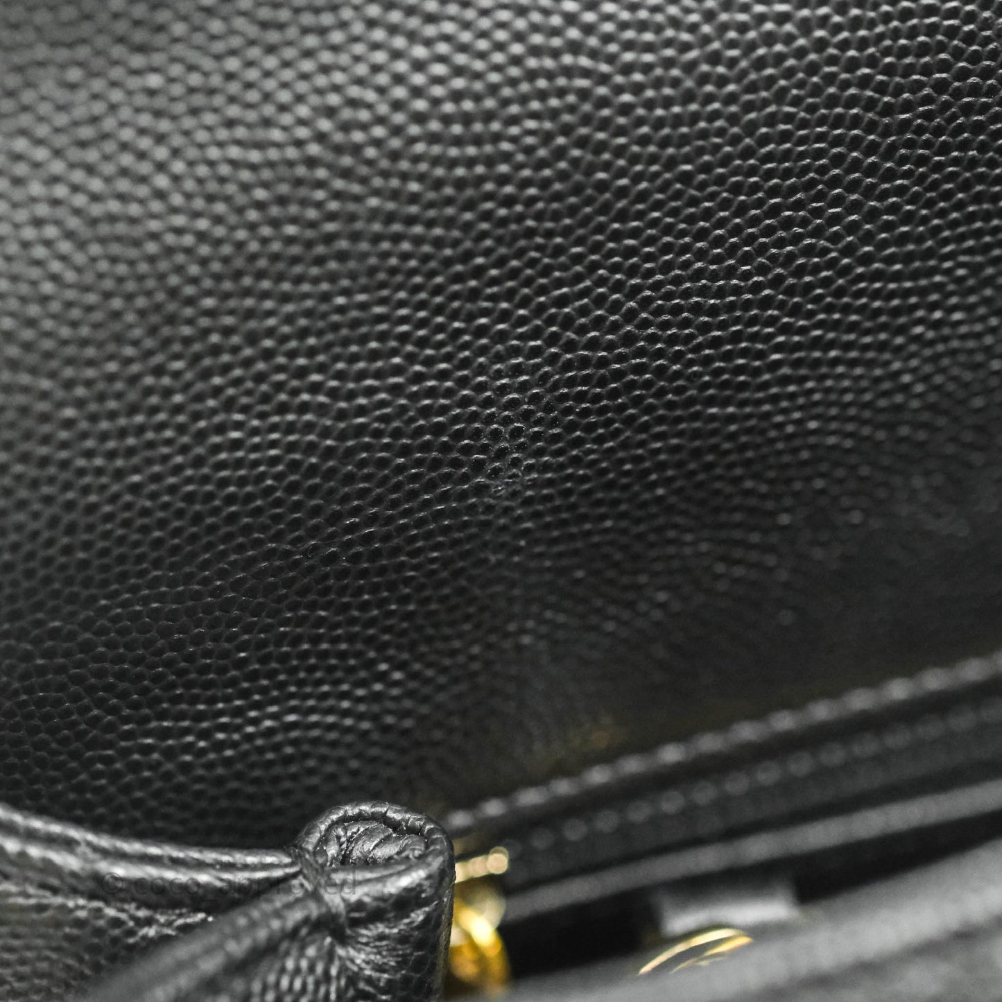 Chanel Medium Coco Handle Quilted Black Caviar Lizard Handle Gold Hardware