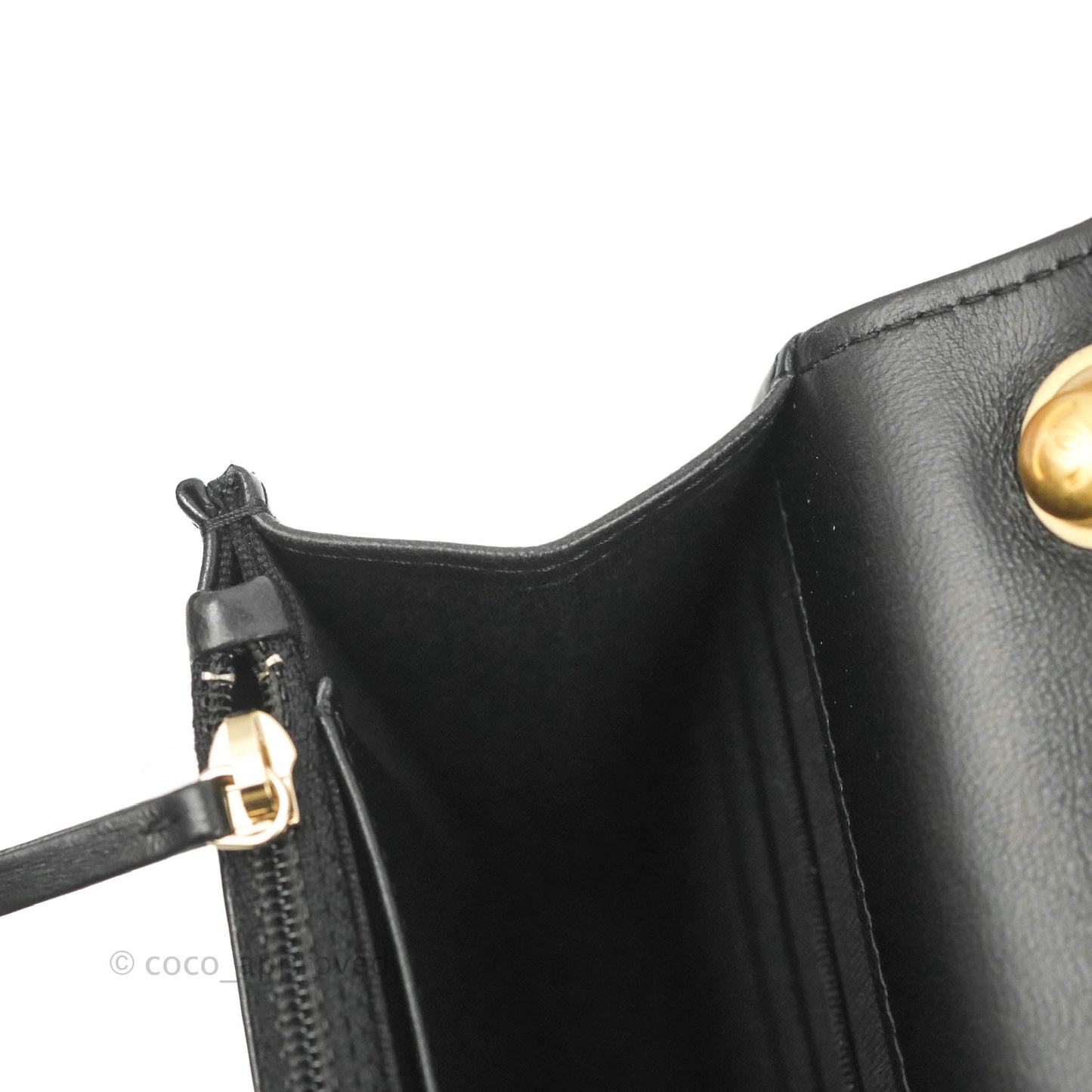 Chanel Quilted Wallet on Chain WOC Adjustable Chain Black Lambskin Aged Gold Hardware 22K