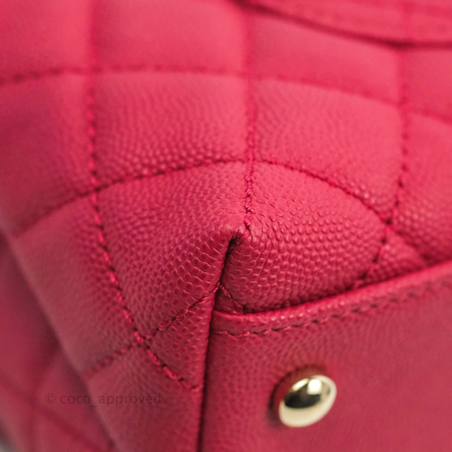 Chanel Small Coco Handle Quilted Cherry Red Caviar Gold Hardware