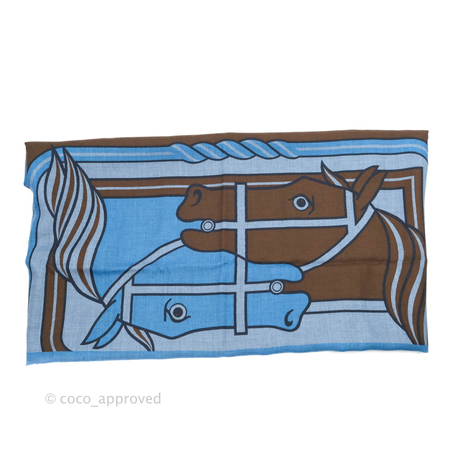 Hermès Cashmere/Silk Stole in Blue Brown