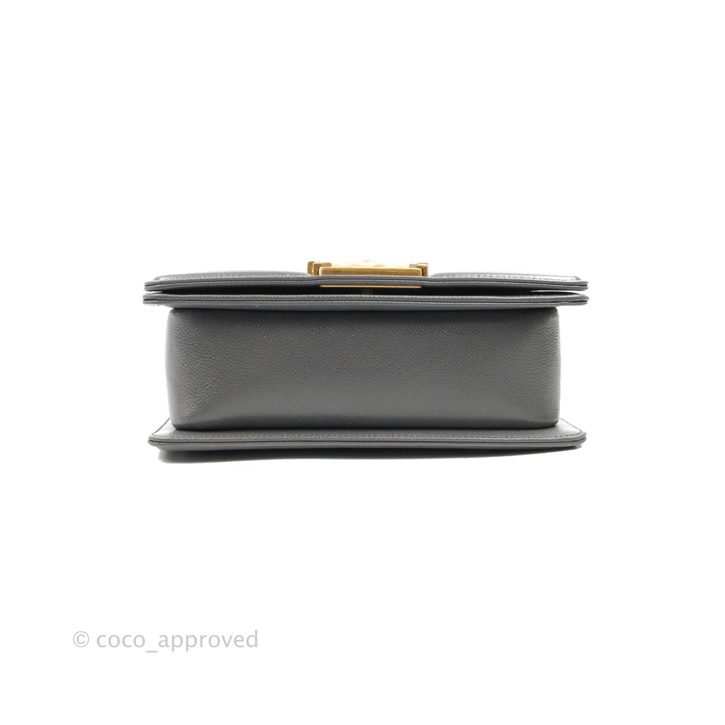 Chanel Small Boy Dark Grey Caviar Aged Gold Hardware