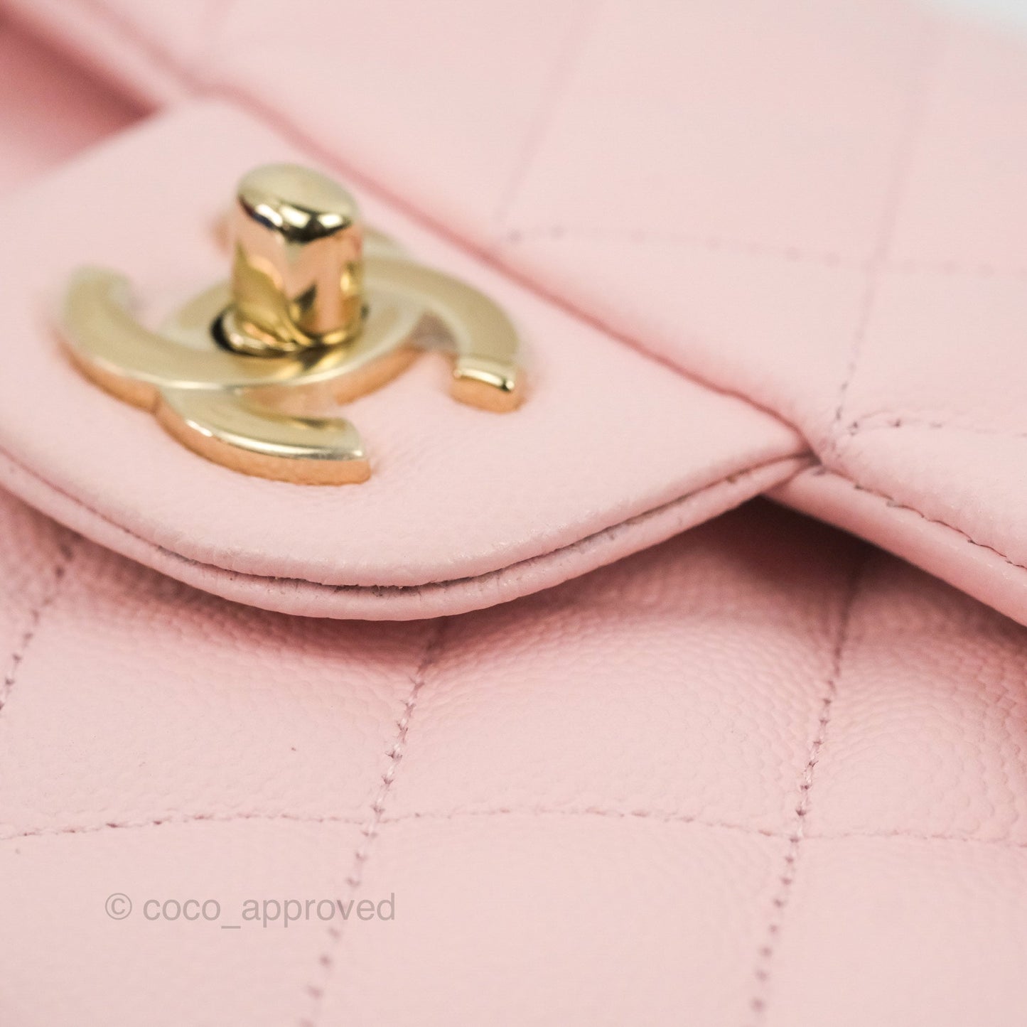 Chanel Small S/M Classic Quilted Flap Pink Caviar Gold Hardware 22S