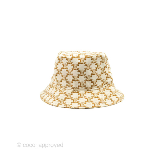 Celine Bucket Hat Triomphe Print Crème / Mordoré