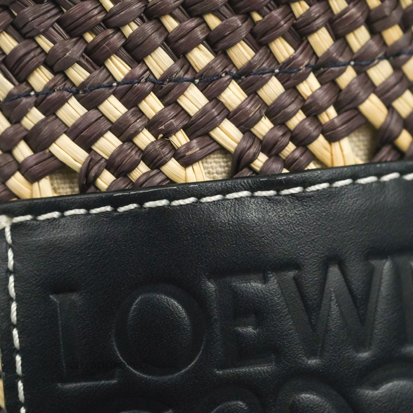 Loewe Cylinder Pocket In Raffia and Calfskin