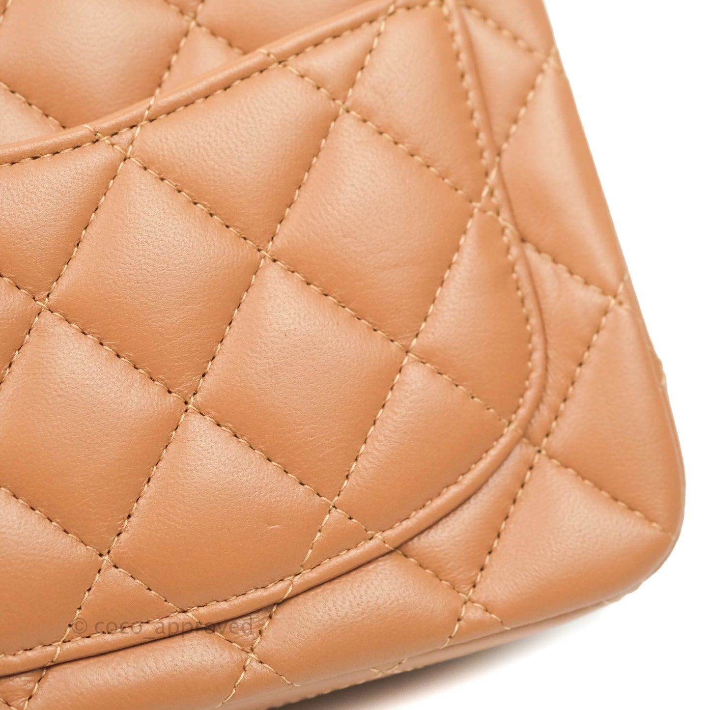Chanel Classic Quilted Mini Square Caramel Dark Beige Lambskin Gold Hardware