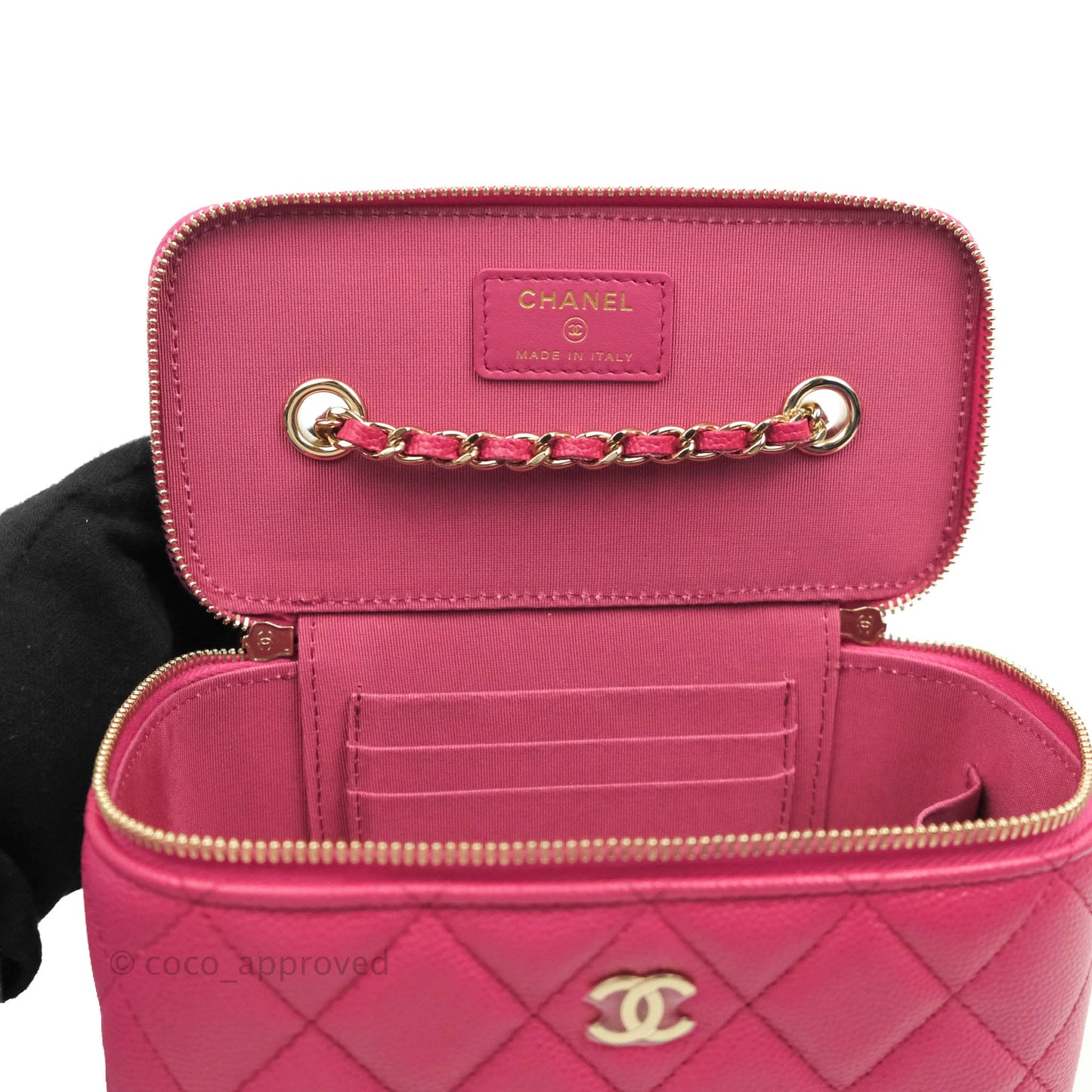 Chanel Vanity with Classic Chain Pink Caviar Gold Hardware