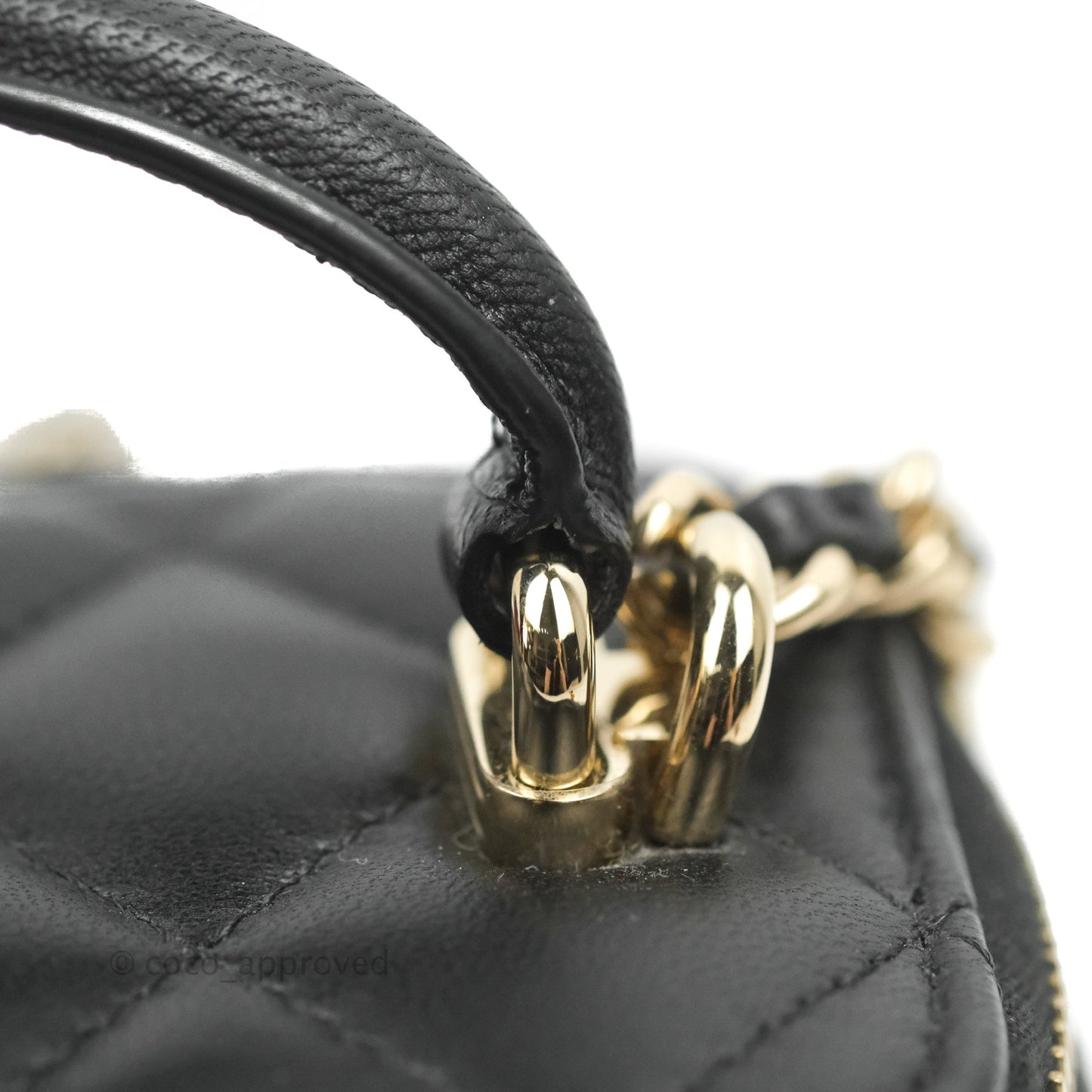 Chanel Mini Top Handle Vanity With Chain Black Lambskin Gold Hardware