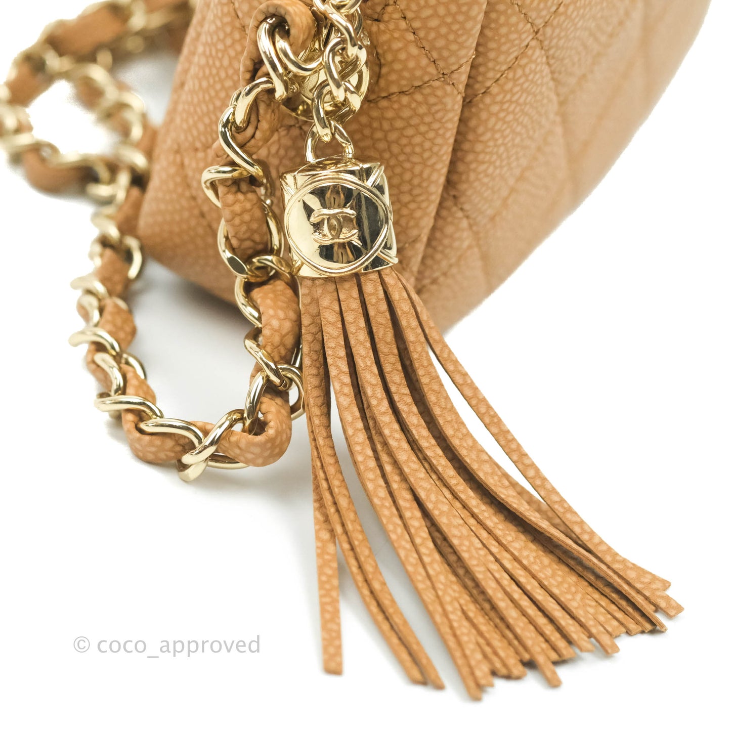 Chanel Camera Bag Caramel Dark Beige Caviar Gold Hardware