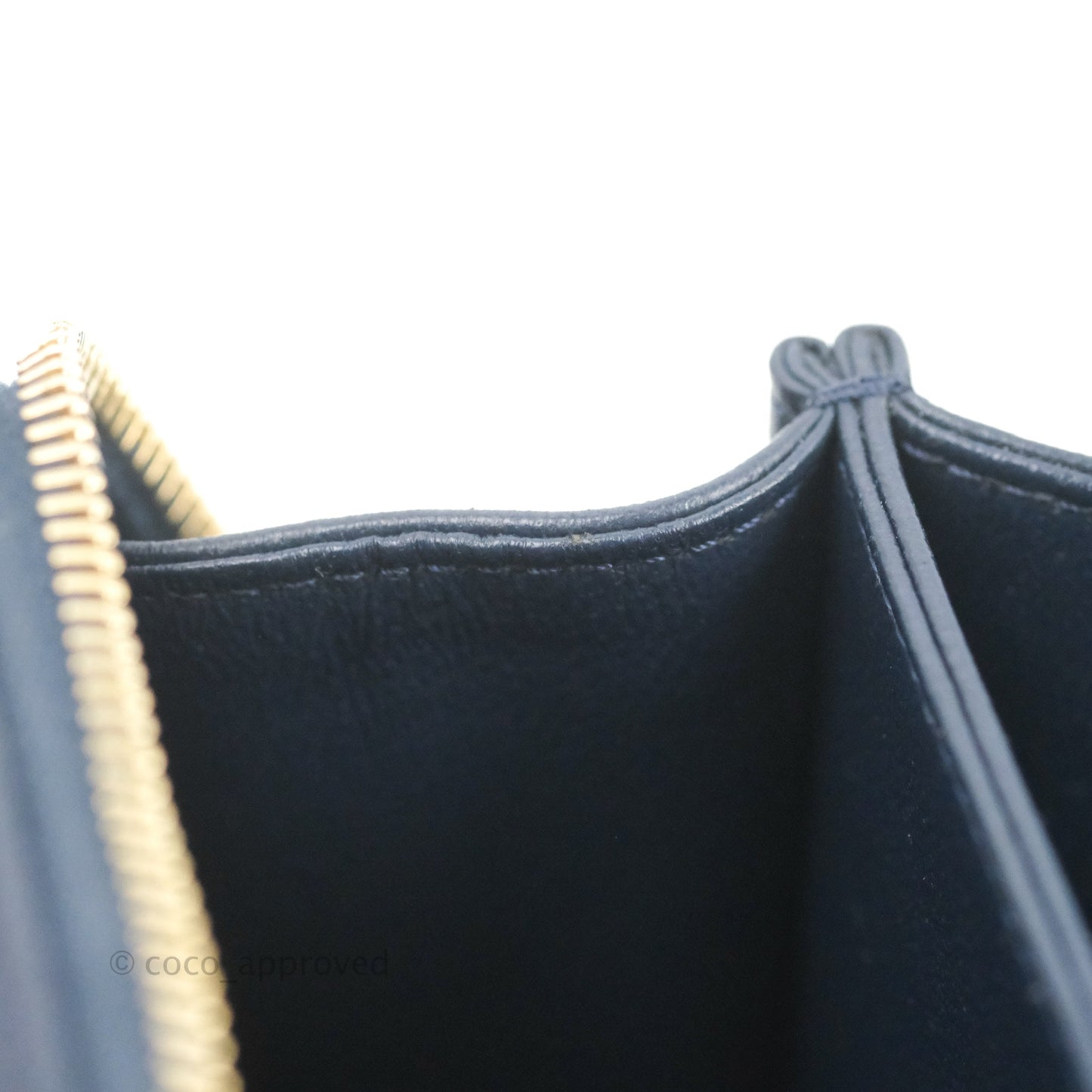 Chanel Quilted Small CC Filigree Vanity Case Navy Caviar Gold Hardware