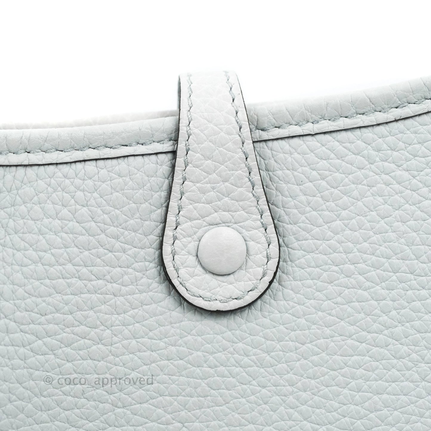 Hermès Mini Evelyne 16 Bleu Pale 08 Clemence/ Gris Etain 8F Gold Hardware
