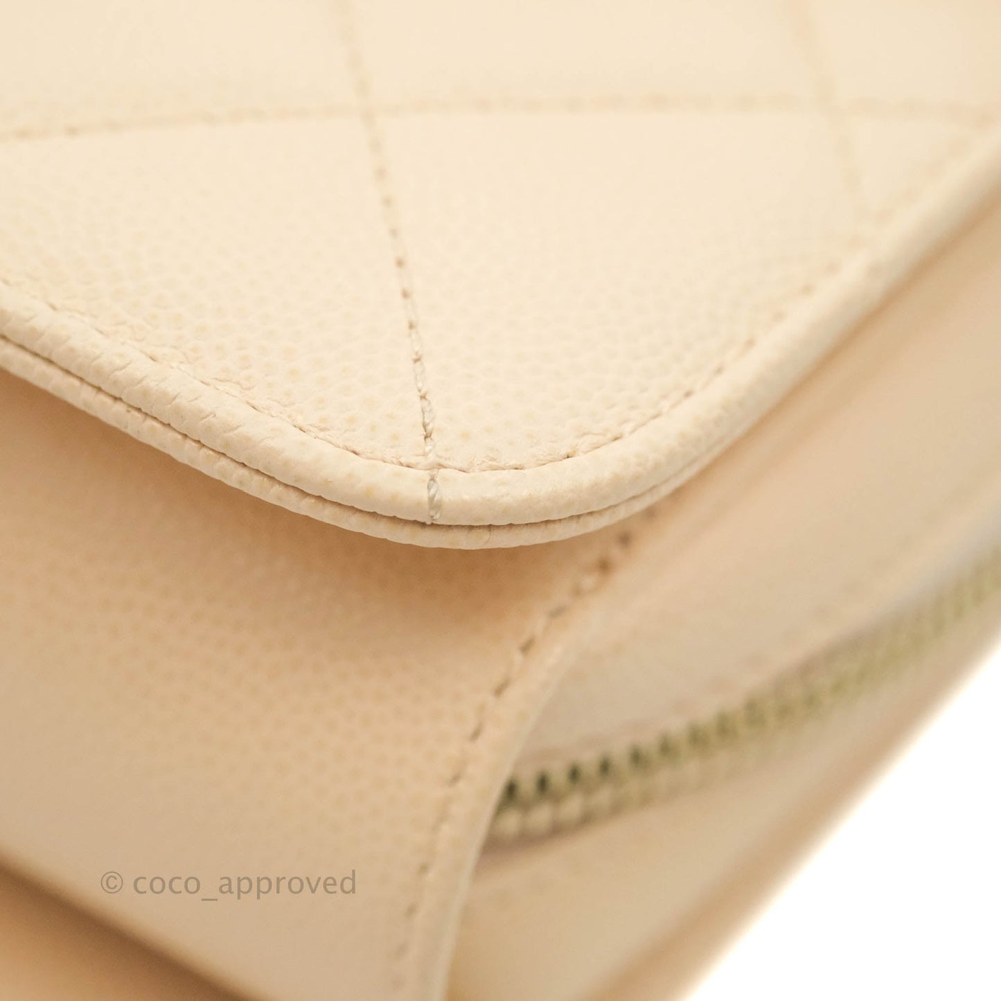 Chanel Quilted Like The Wallet Medium Flap Light Beige Caviar Gold Hardware 22C