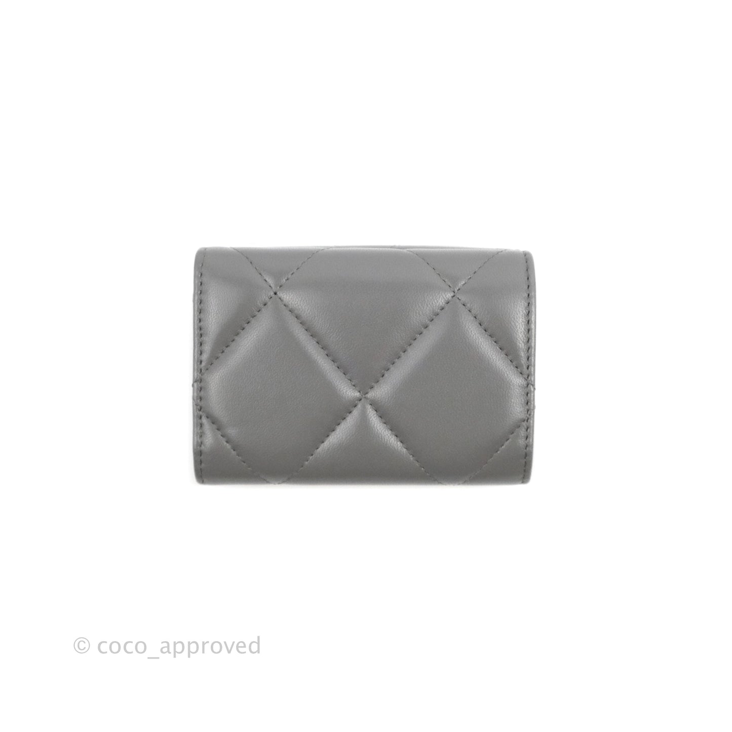 Chanel 19 Grey Short Trifold Wallet Lambskin