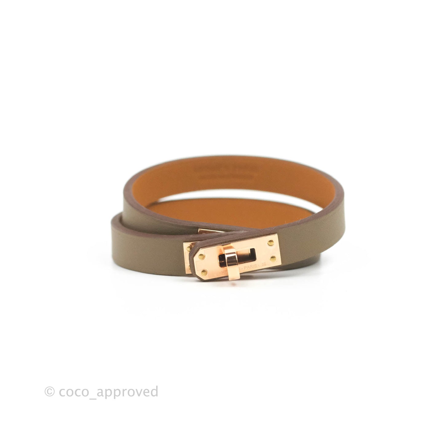 Hermès Kelly Double Tour Bracelet Etoupe Swift Gold Hardware