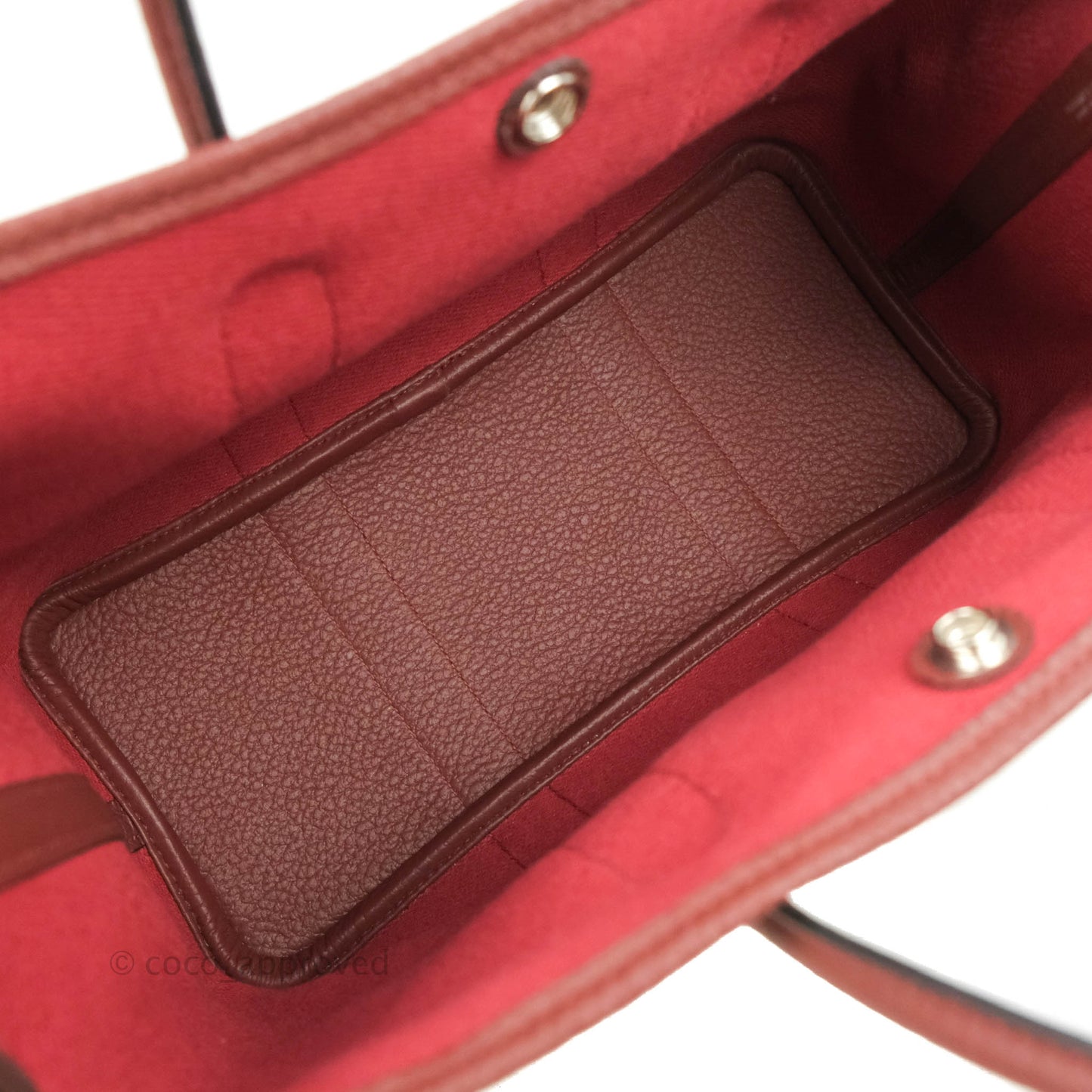Hermès Garden Party 30 Canvas Framboise Rouge Sellier With Twilly