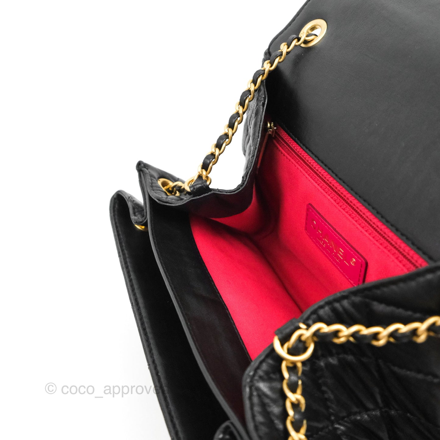 Chanel Flap Bag Black Lambskin Aged Gold Hardware
