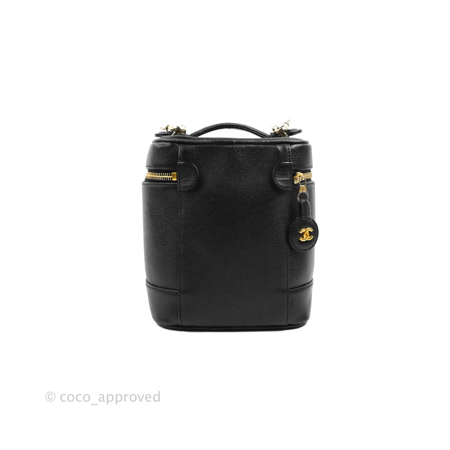 Chanel Vintage Vanity Case Black Caviar Gold Hardware