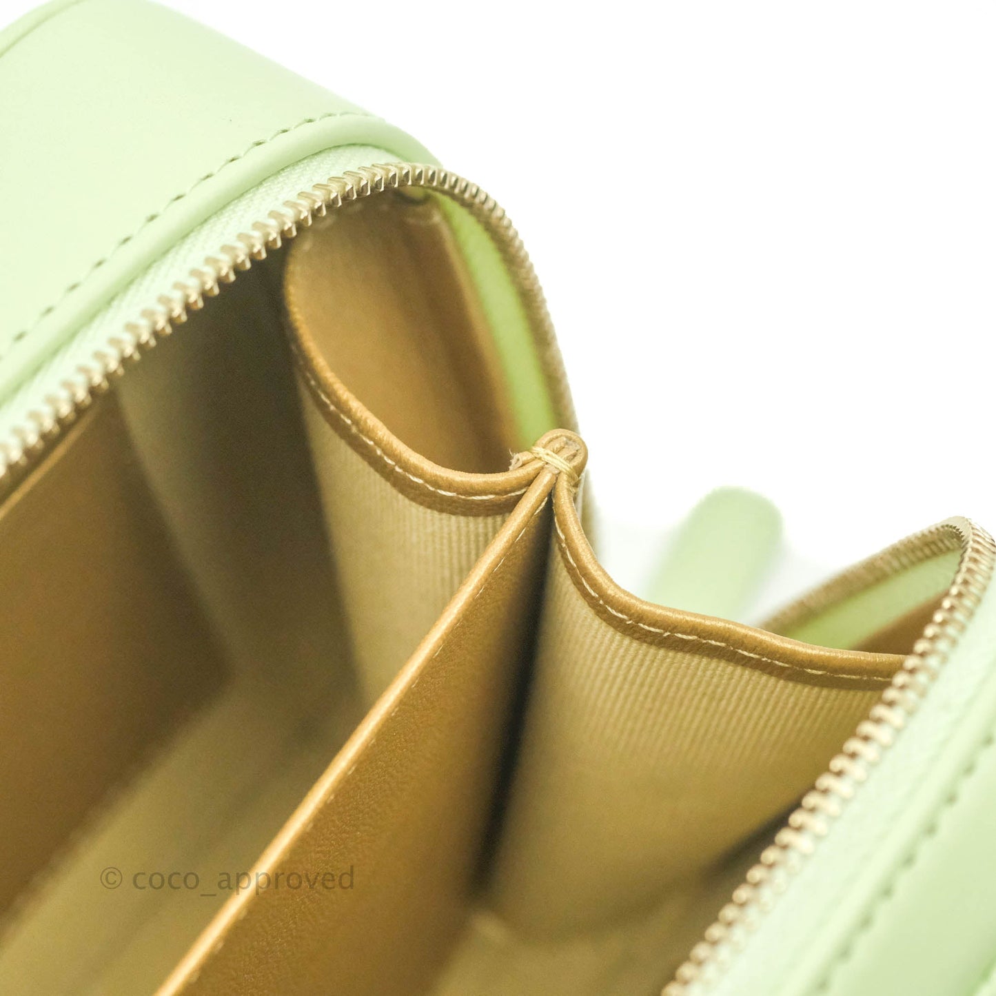 Chanel Mini Pearl Crush Quilted Camera Case Pastel Green Lambskin Aged Gold Hardware