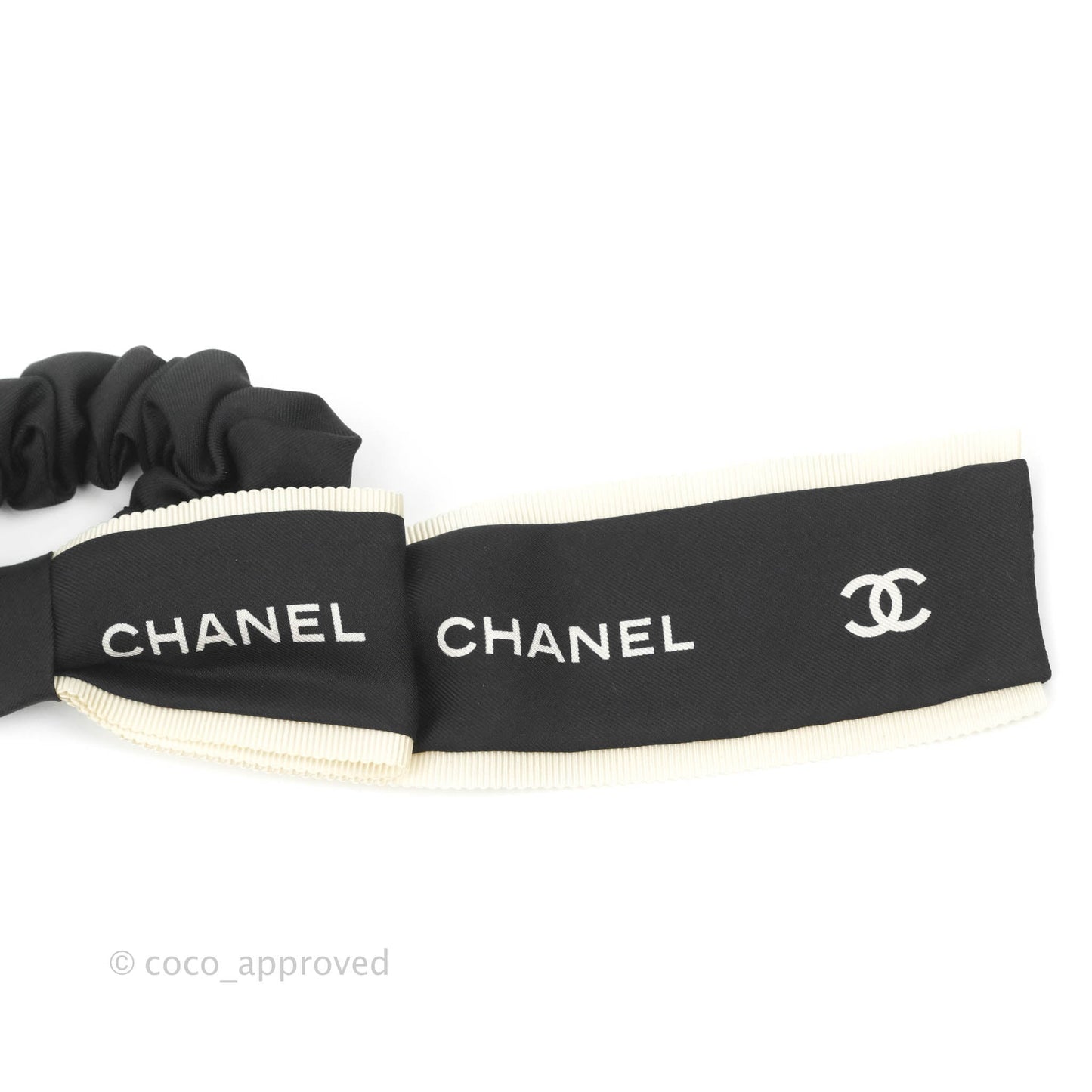 Chanel Bow Silk Hair Accessory Ivory & Black