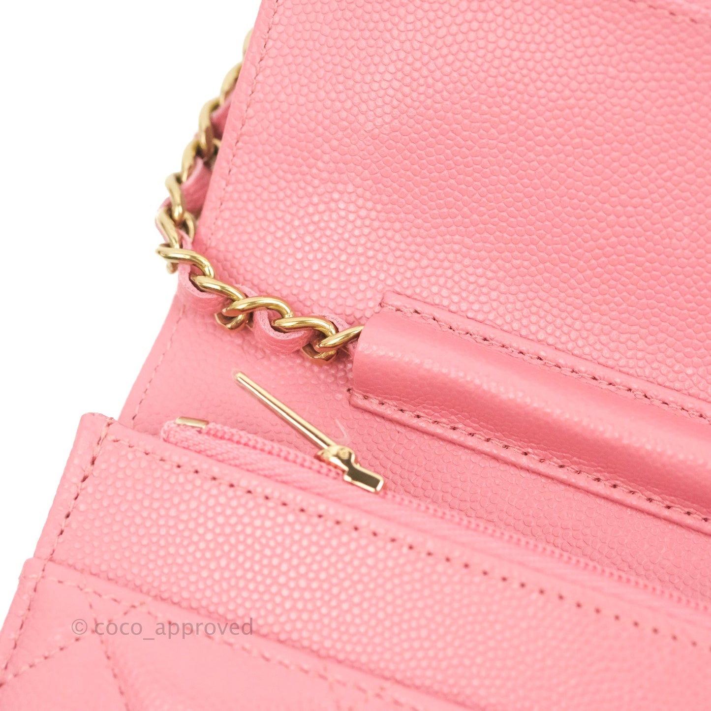 Chanel Quilted Classic Wallet on Chain WOC Pink Caviar Gold Hardware