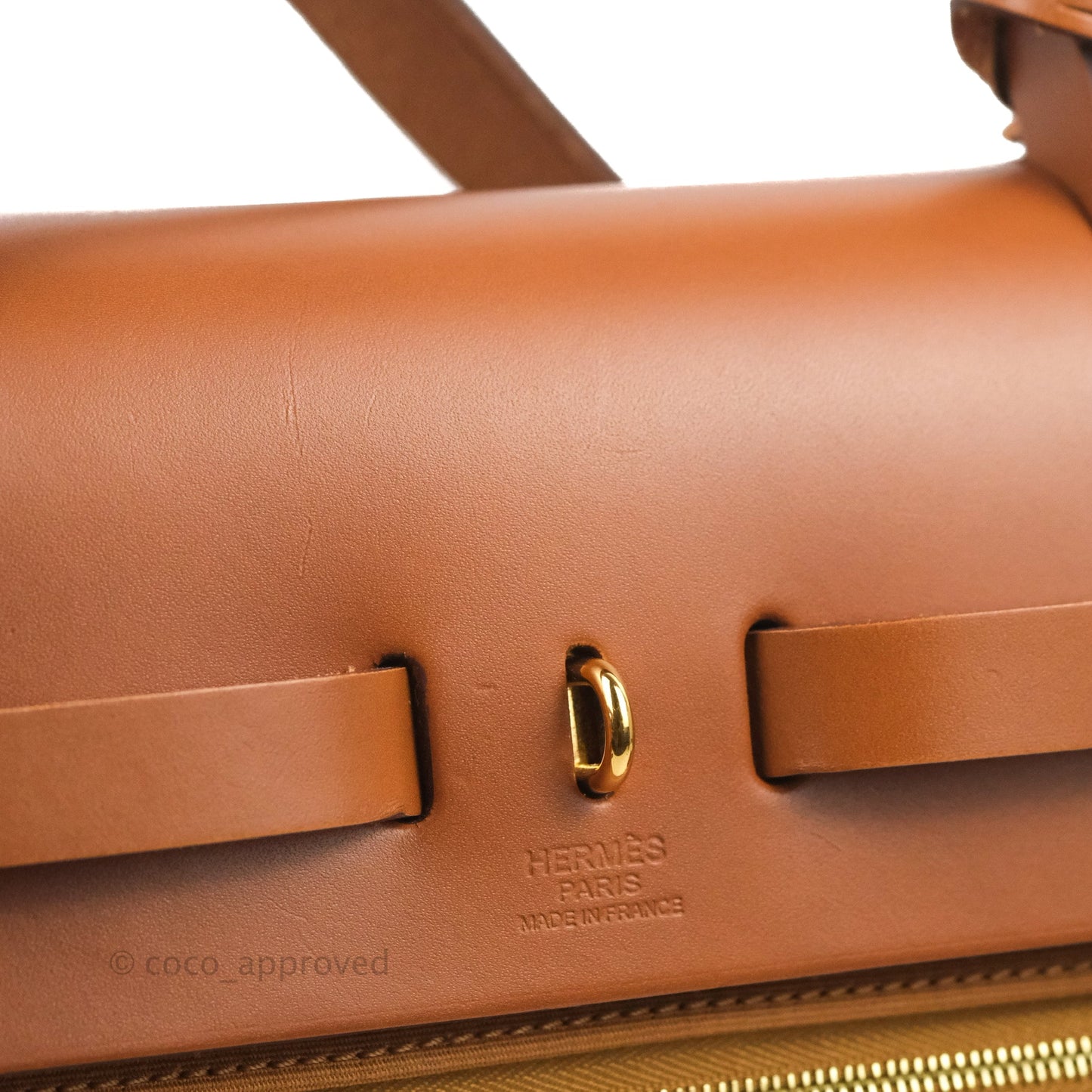 Hermès Retourne Herbag Zip 31 Etoupe-Dune/Fauve Canvas Gold Hardware