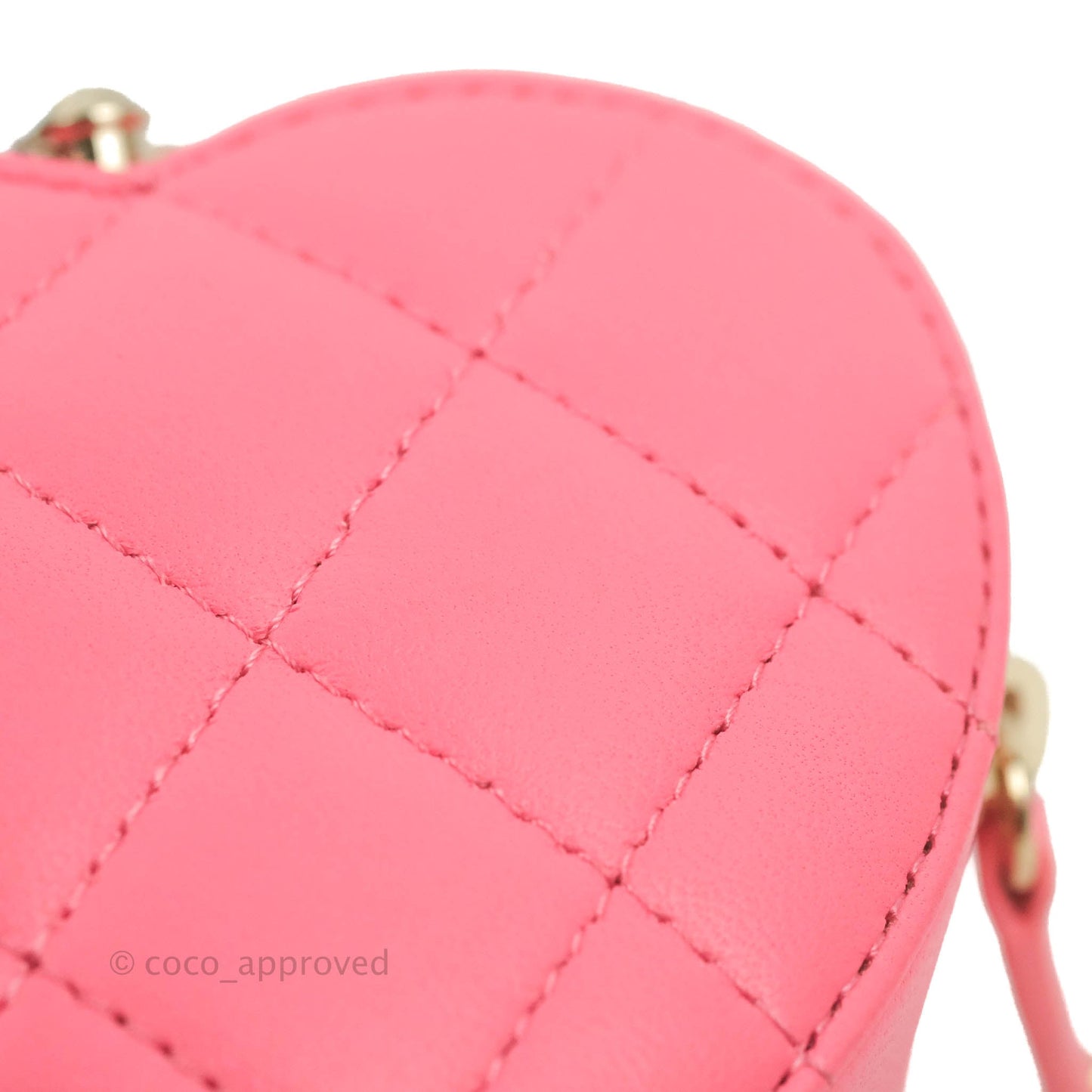Chanel Small Heart Coin Purse Necklace Pink Lambskin Gold Hardware 22S