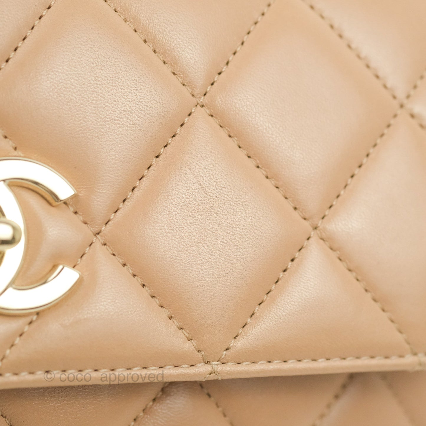 Chanel Small Trendy CC Beige Lambskin Gold Hardware