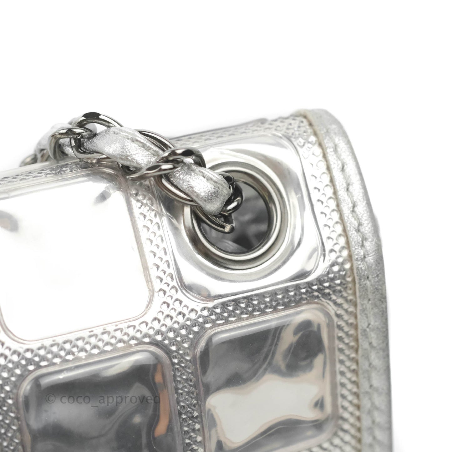 Chanel Vinyl Ice Cube Flap Bag Metallic Silver Silver Hardware