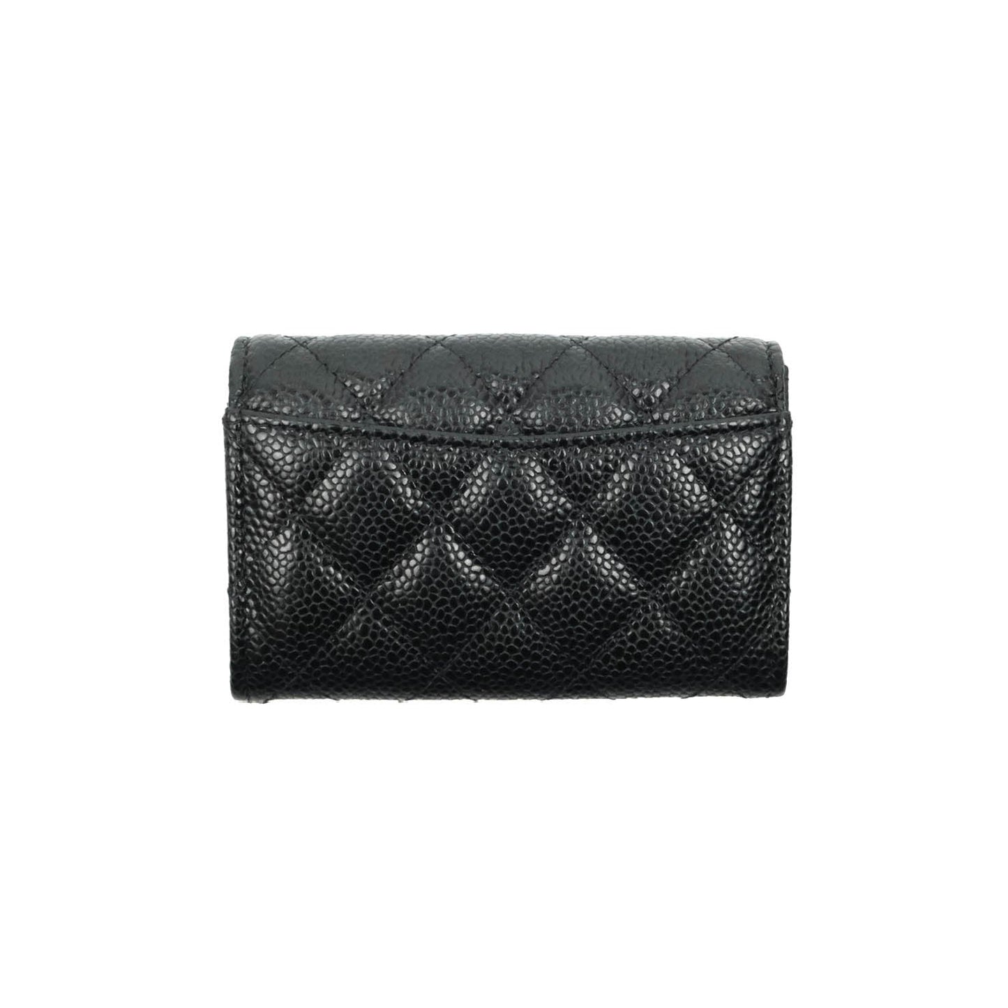 Chanel Quilted Flap Card Holder Black Caviar Gold Hardware