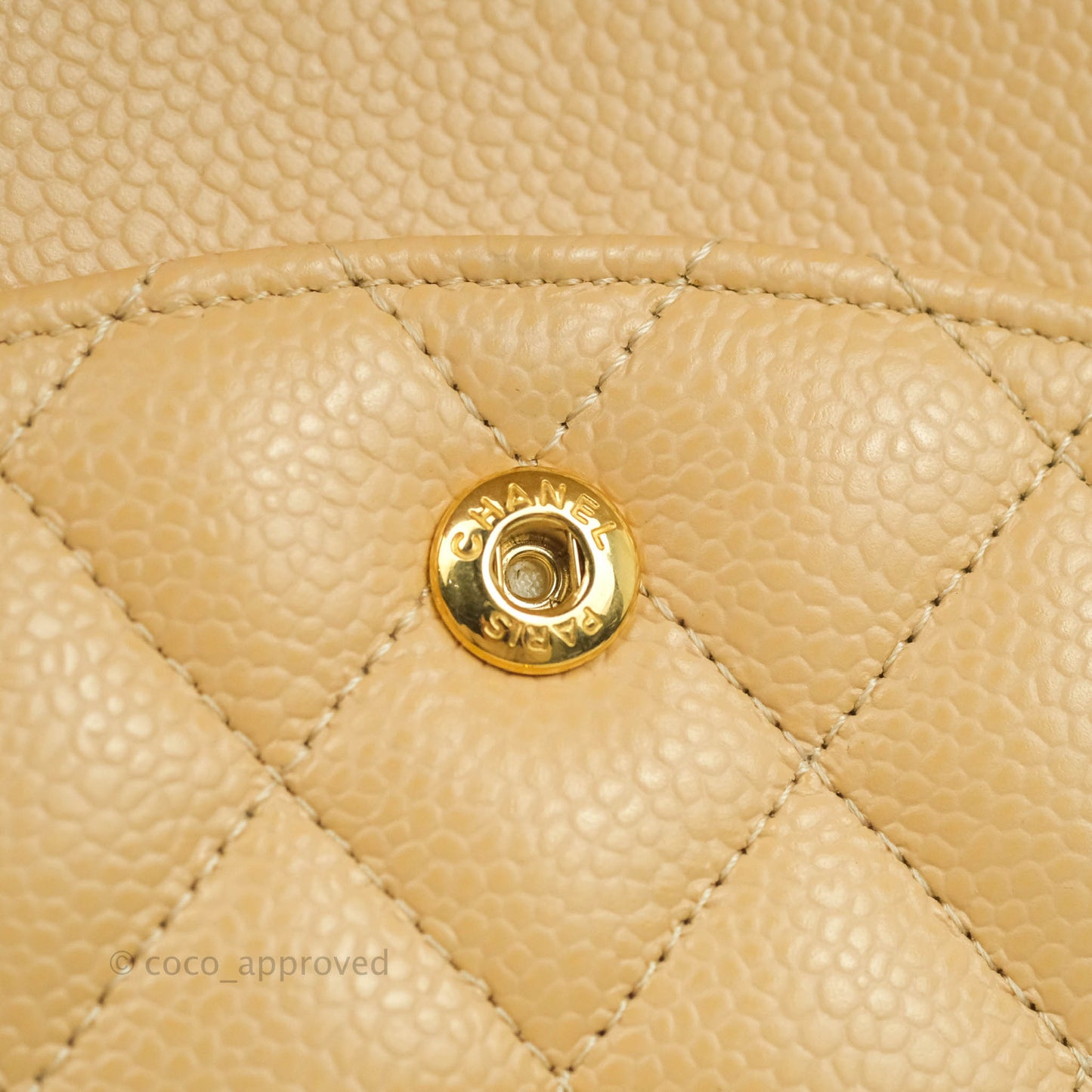 Chanel Quilted Classic M/L Medium Flap Beige Caviar Gold Hardware