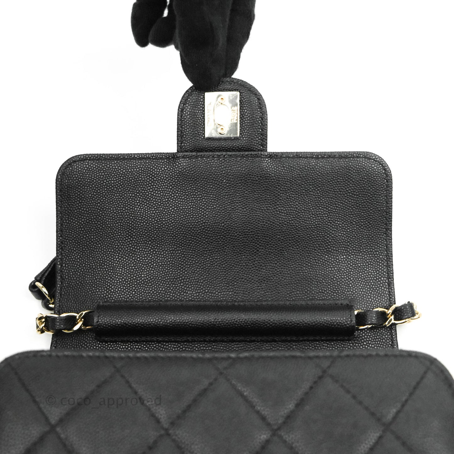 Chanel Quilted Small Like The Wallet Flap Black Caviar Light Gold Hardware 22C