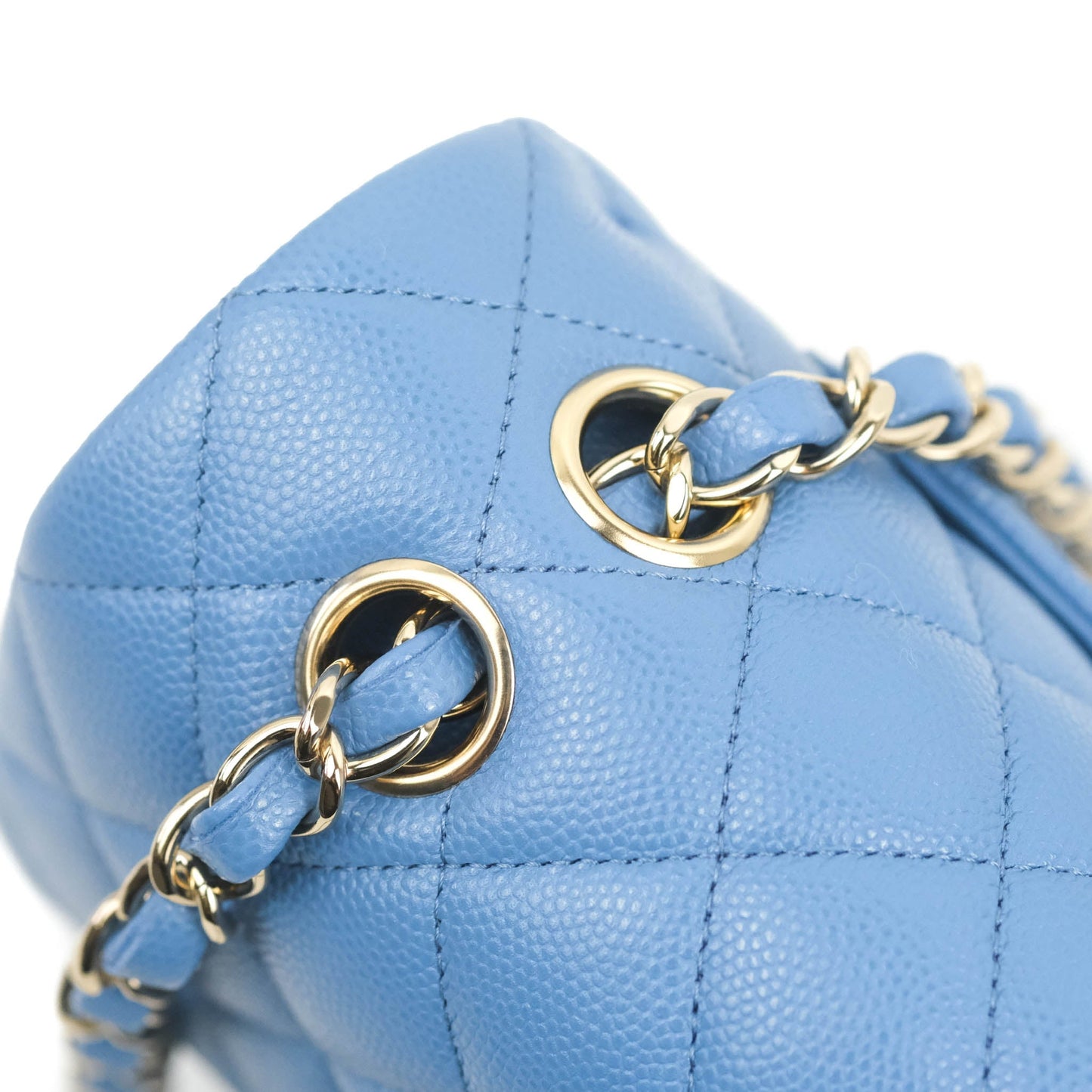 Chanel Small Classic Quilted Flap Blue Caviar Gold Hardware