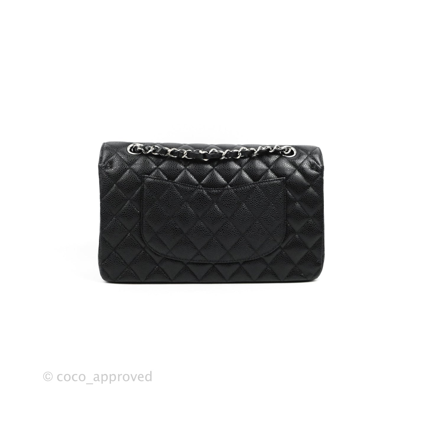 Chanel Classic M/L Medium Flap Quilted Black Caviar Silver Hardware