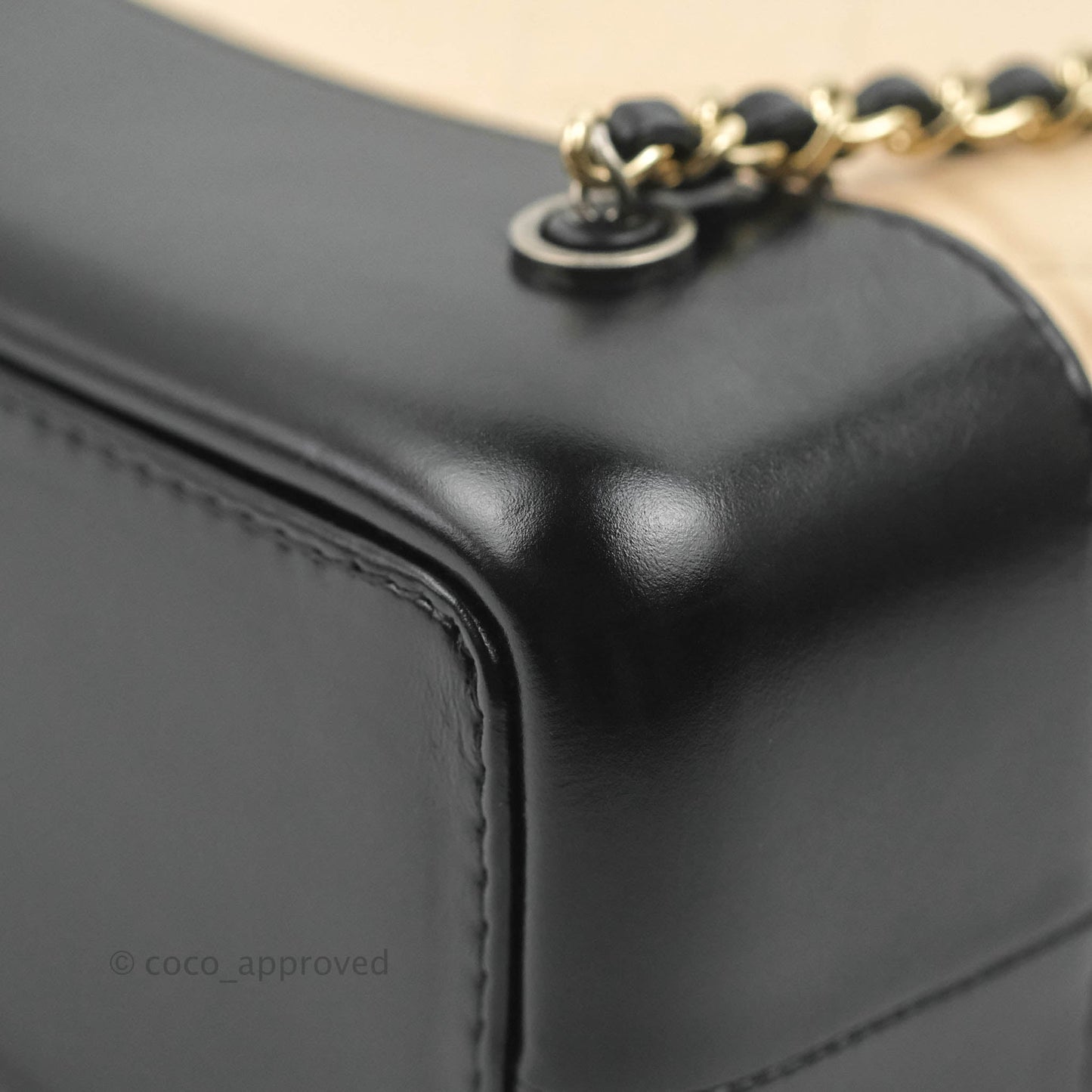 Chanel Small Gabrielle Backpack Beige Black Aged Calfskin