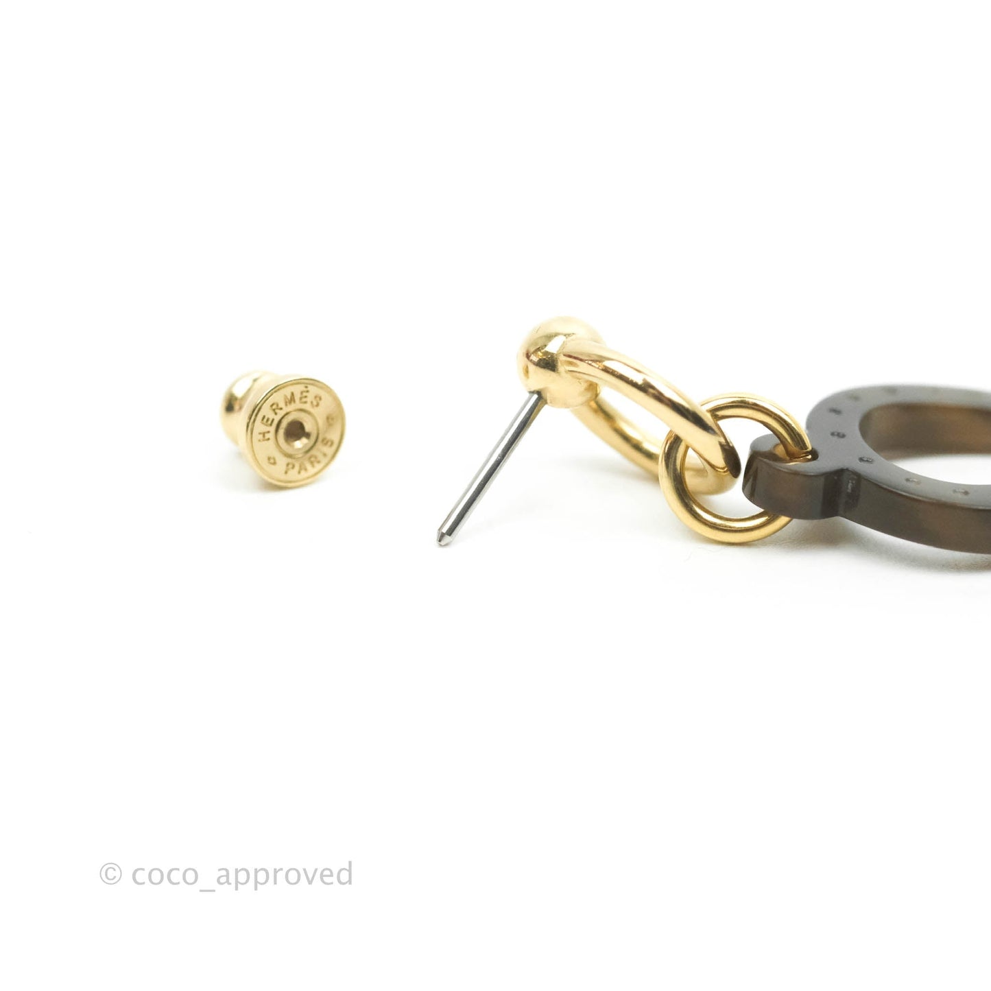 Hermès Amulette Equestre Earrings Gold Tone