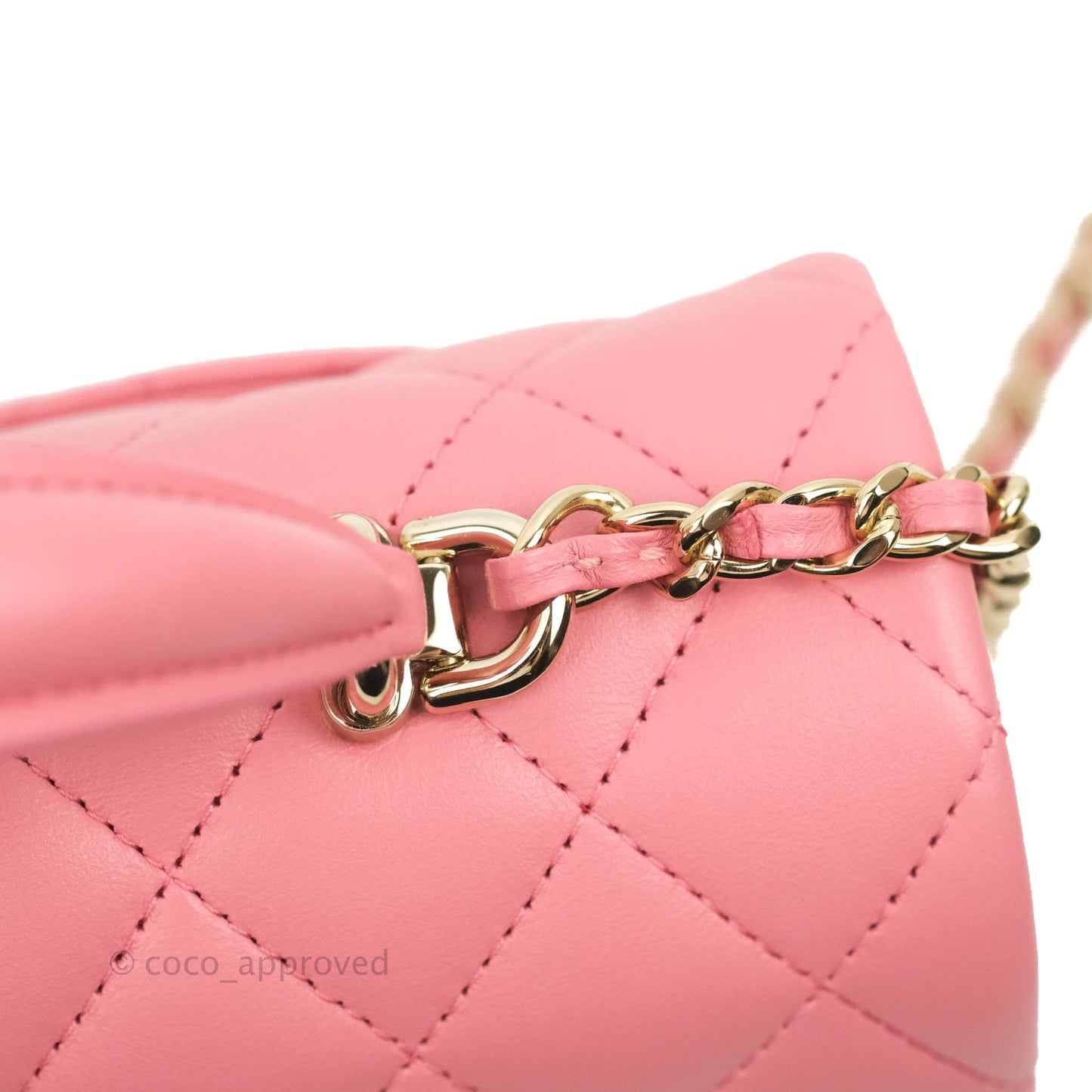 Chanel Top Handle Mini Rectangular Flap Bag Pink Lambskin Gold Hardware