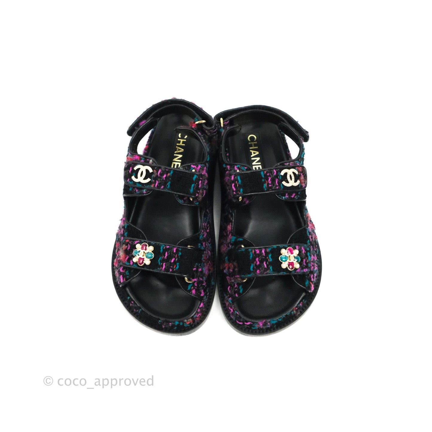 Chanel Dad Sandals Tweed Size 36
